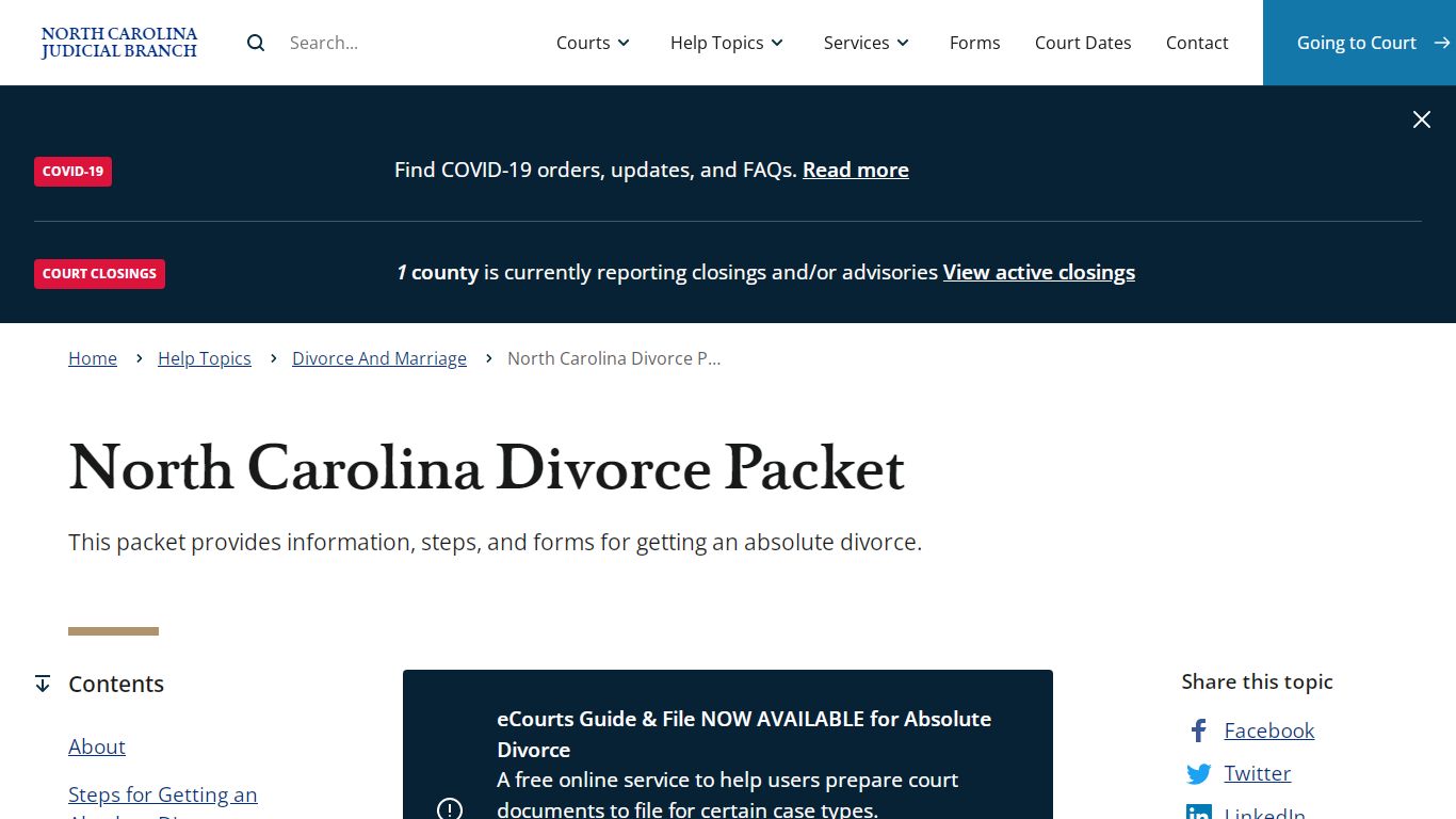 North Carolina Divorce Packet | North Carolina Judicial Branch - NCcourts